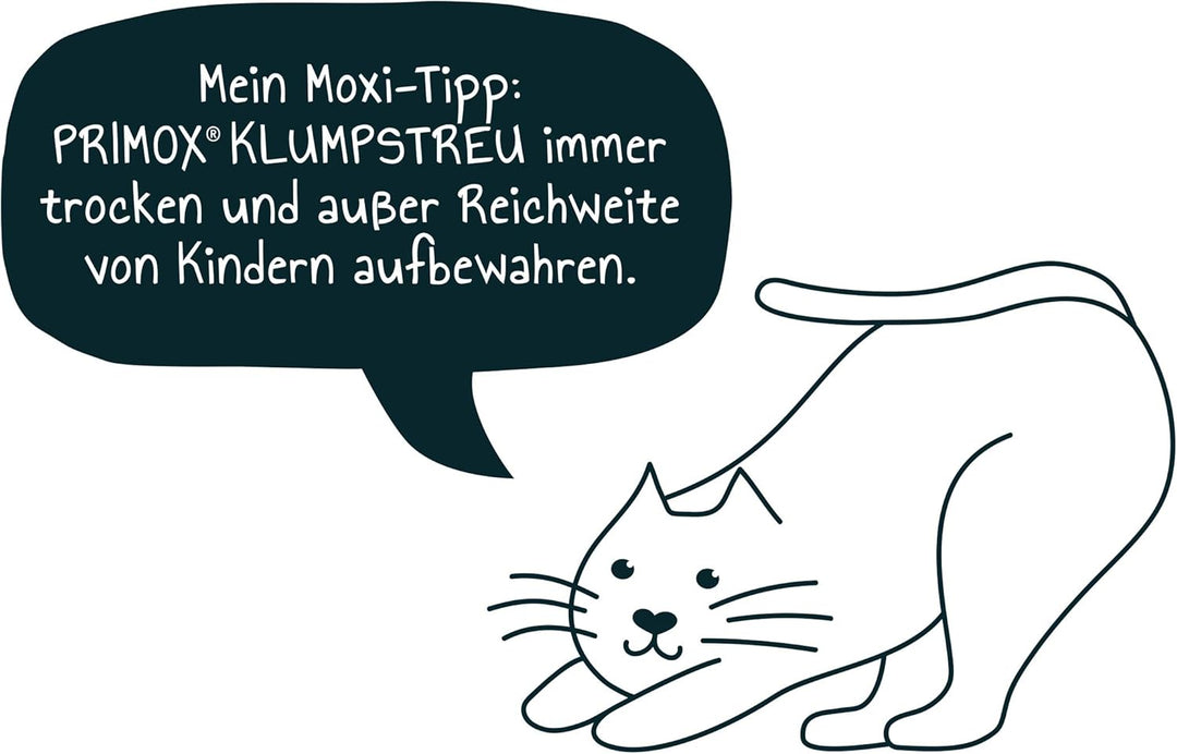 PRIMOX® Katzenstreu mit Babypuder-Duft + 3% Silikat | 380% Saugfähigkeit I Optimale Geruchsbindung |