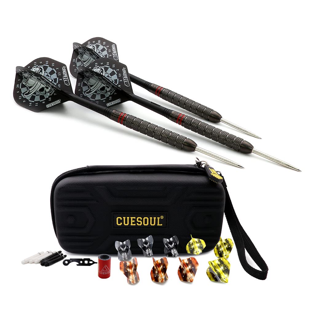CUESOUL Big Beast 90% 26g/27g Steel Tip Tungsten Dart Set mit Dart Case 27g CSBB-90Y27K7, 27g CSBB-9