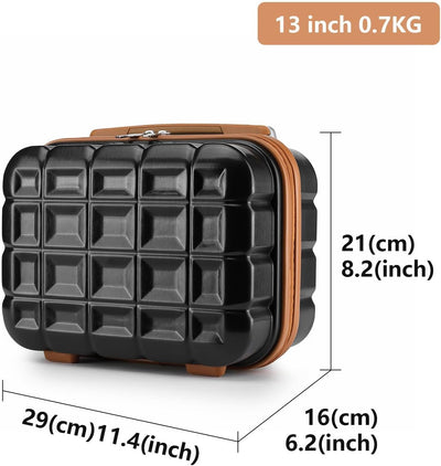 KONO Gepäck-Sets Kofferset 2 Teilig Mittelgross Koffer mit Beautycase (62cm+Kosmetikkoffer, Schwarz/