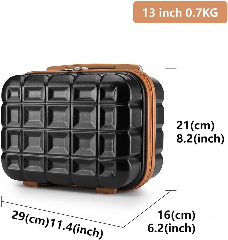 KONO Gepäck-Sets Kofferset 2 Teilig Mittelgross Koffer mit Beautycase (62cm+Kosmetikkoffer, Schwarz/