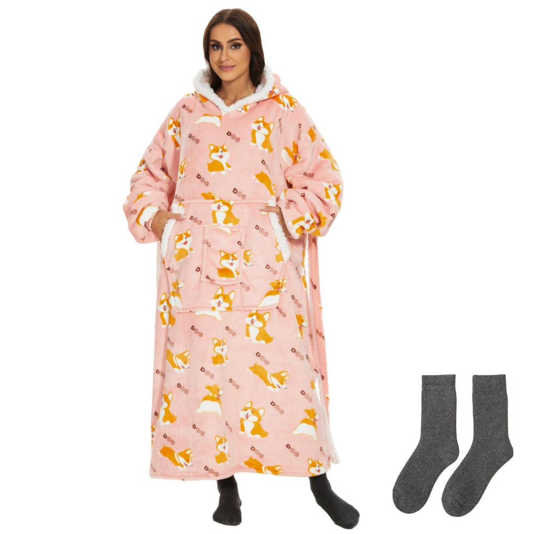 Oversized Hoodie Decke Damen，Verlängern Decken Hoodie,Extra Dick und Warm Deckenpullover，Blanket Hoo