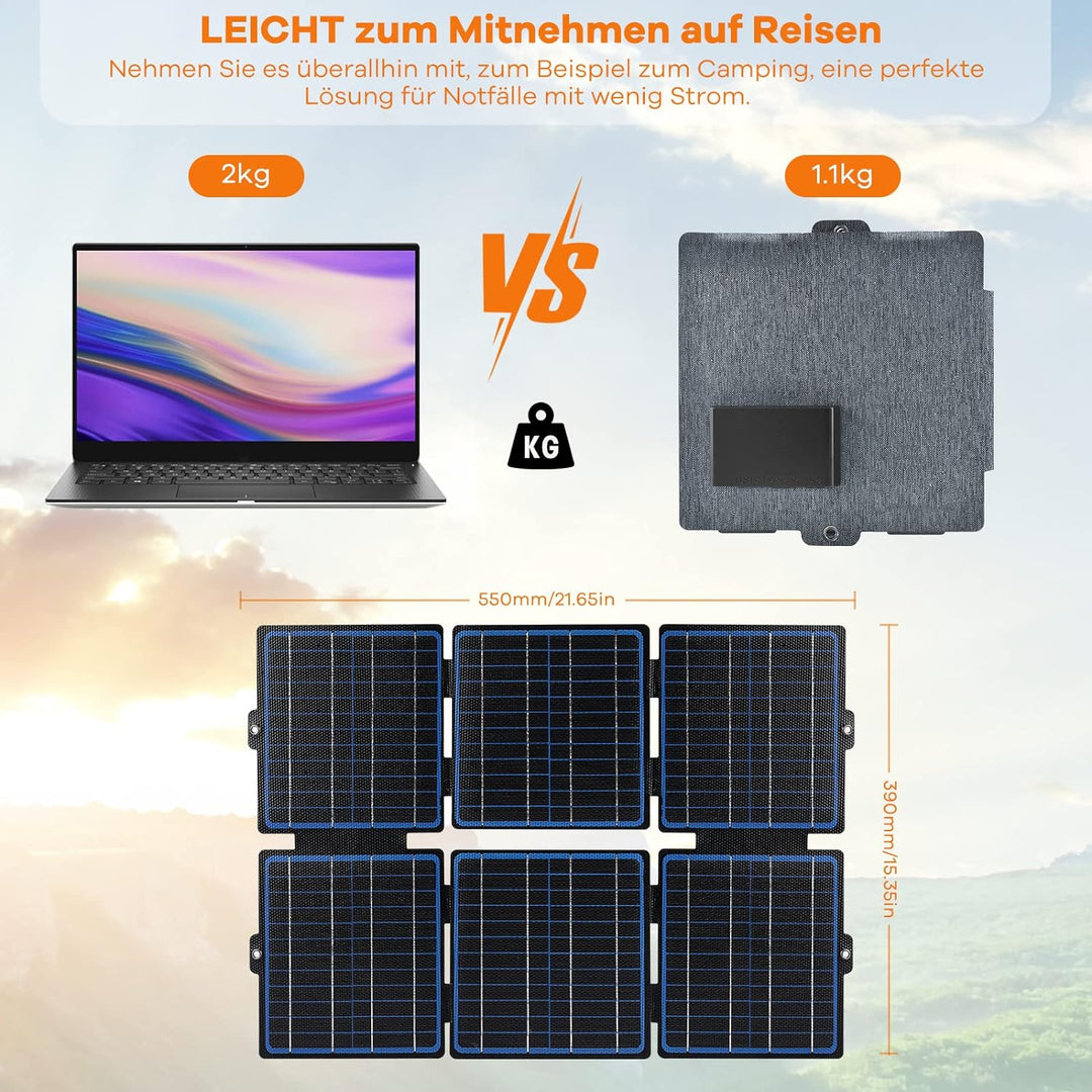 30W Solarpanel,faltbar solarladegerät powerbank solar für Handy Laptop,PD60 QC3.0 USB C Solar Panel