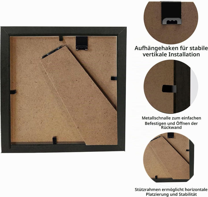 sunmeg 2Pcs 3D Bilderrahmen zum Befüllen 14 x 14cm Bilderrahmen Tief 3D Objektrahmen Hölzern bis 3cm