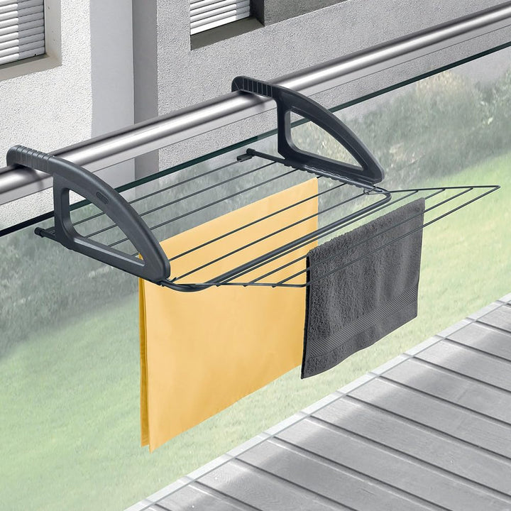 Metaltex Heizungs-und Balkonwäschetrockner, Metall, schwarz matt, 62x61x17 cm, Schwarz Matt