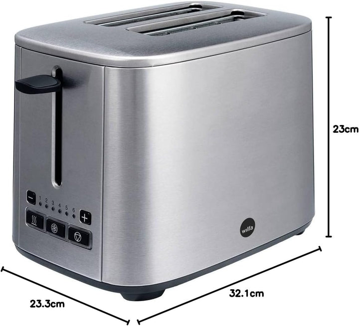 Wilfa CLASSIC Toaster - aus Edelstahl, verstellbare Hitzeeinstellungen mit Auftau-, Wiederaufheiz- u