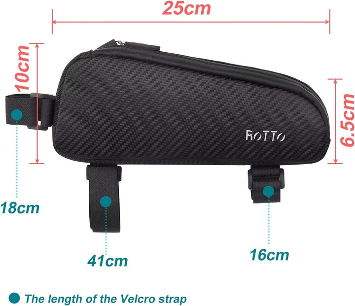 ROTTO Oberrohrtasche Fahrrad 1,5 L für MTB Rennrad Schwarz