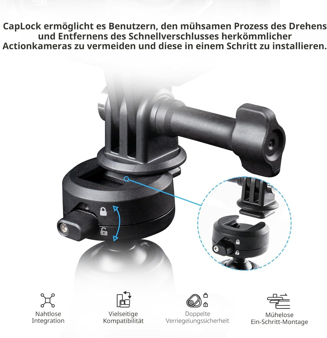 PGYTECH CapLock Dreifach-Saughalterung für DJI OSMO Action 4/3/2, Gopro Hero 12/11/10/9 mit 1/4"-20