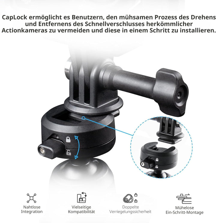 PGYTECH CapLock Dreifach-Saughalterung für DJI OSMO Action 4/3/2, Gopro Hero 12/11/10/9 mit 1/4"-20