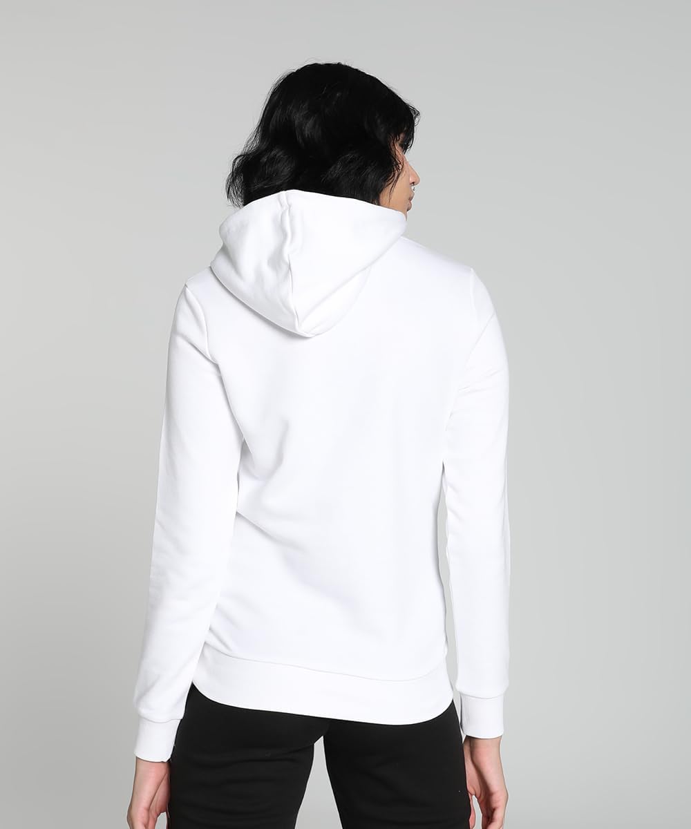 PUMA Damen Ess Logo Hoodie Tr Sweatshirt XS Puma Weiss/Silbermetallic, XS Puma Weiss/Silbermetallic