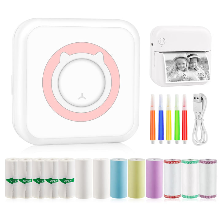 GuKKK Mini Drucker, Mobiler Fotodrucker, Tragbarer Mini Fotodrucker, Wireless Fotodrucker Thermodruc