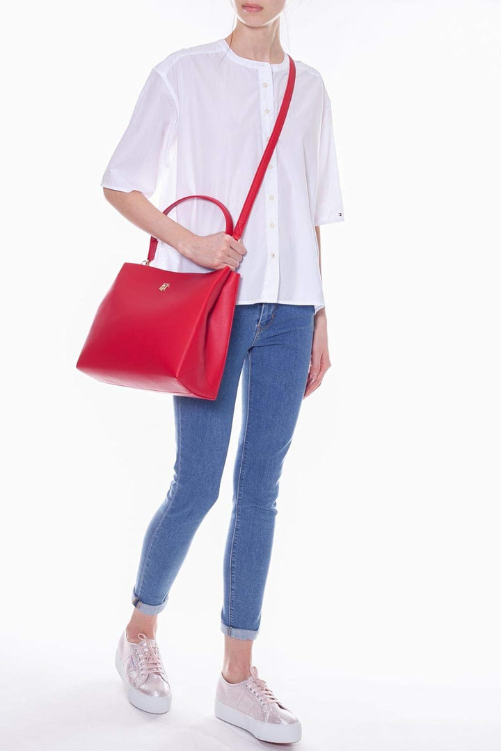 Tommy Hilfiger Th Modern Satchel Tornistertasche Rot (Barbados Cherry), Rot (Barbados Cherry)