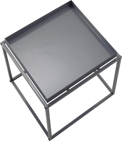 TecTake 800910 Beistelltisch aus Metall, quadratisch, stapelbar, Ablagefläche mit hohem Rand, Tablet