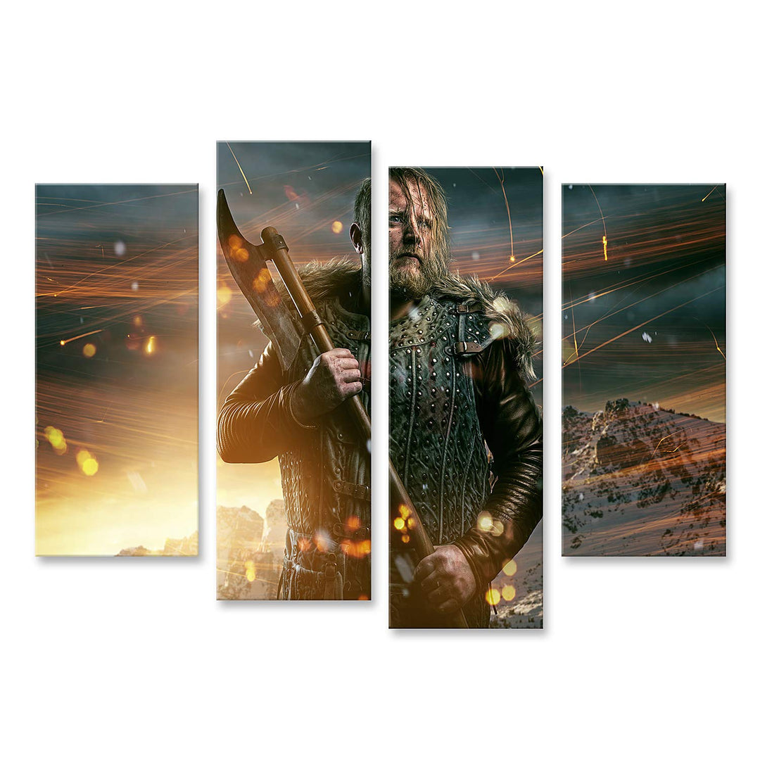 islandburner Bild auf Leinwand Wikinger Während Eines Kampfes Bilder Wandbilder Poster Leinwand 130x