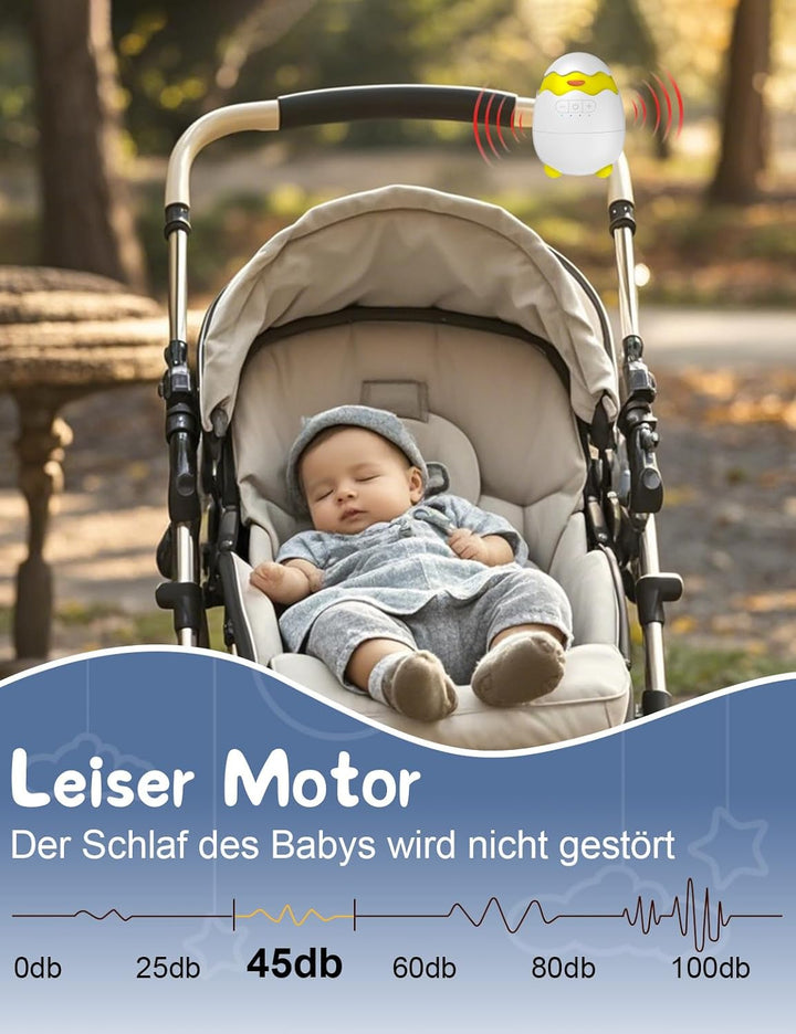 Robofun Kinderwagenschaukler - Das Original Schlafhilfe für Babys, 5 Einstellbare Schaukelintensität