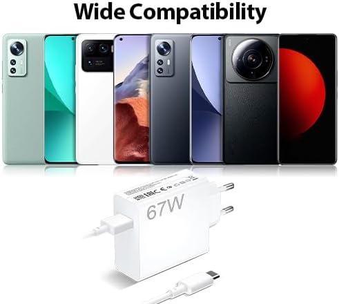 67W USB Ladegerät mit 6A USB C Kabel 1M für Mi Turbo Charge Schnelles Ladegerät für Redmi Note 12 11