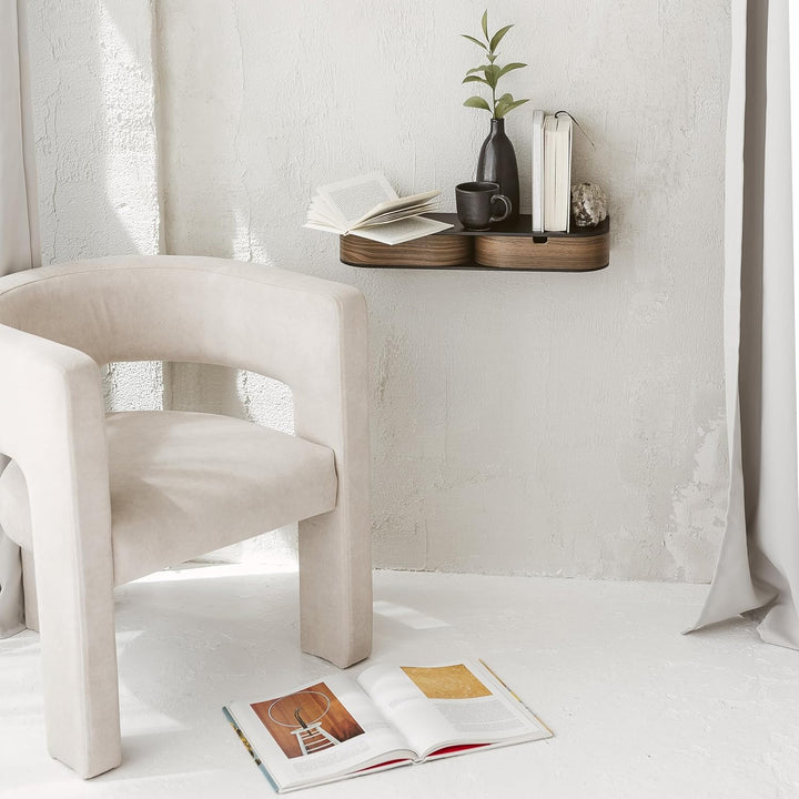 Valiai Schwebendes Regal mit 2 Schubladen - Hängendes Wandregal Holz - Kleine Wandschubladen Hängend