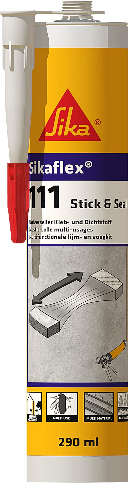 SIKA Flexibler Klebstoff und Dichtstoff, Sikaflex-111, Stick & Seal, Grau, Mehrzweck-Spachtel, für d