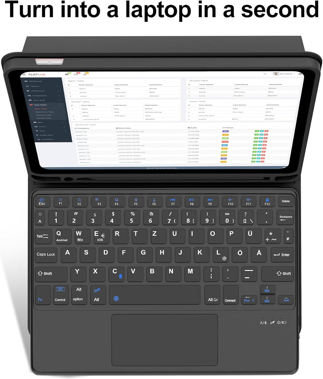 IVEOPPE Hülle mit Tastatur für iPad A16 11 Generation 2025/10 Generation 2022 Con Touchpad, Bluetoot