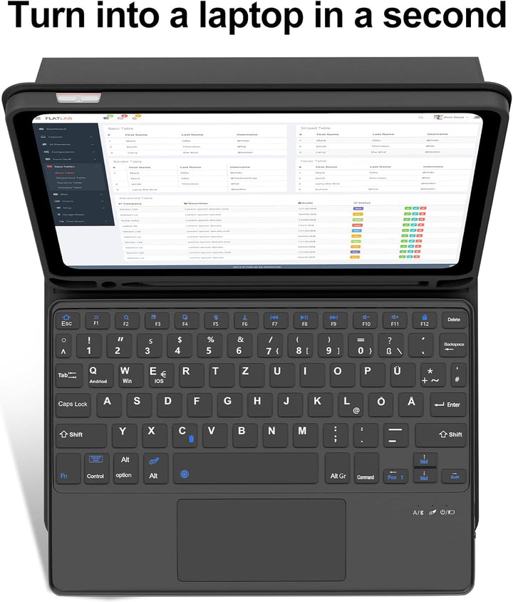IVEOPPE Hülle mit Tastatur für iPad A16 11 Generation 2025/10 Generation 2022 Con Touchpad, Bluetoot