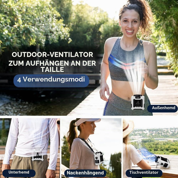 CAZOKASI 2024 Upgrade 10000mAh Taillenclip-Ventilator Tragbarer Körperventilator Leistungsstarker bi