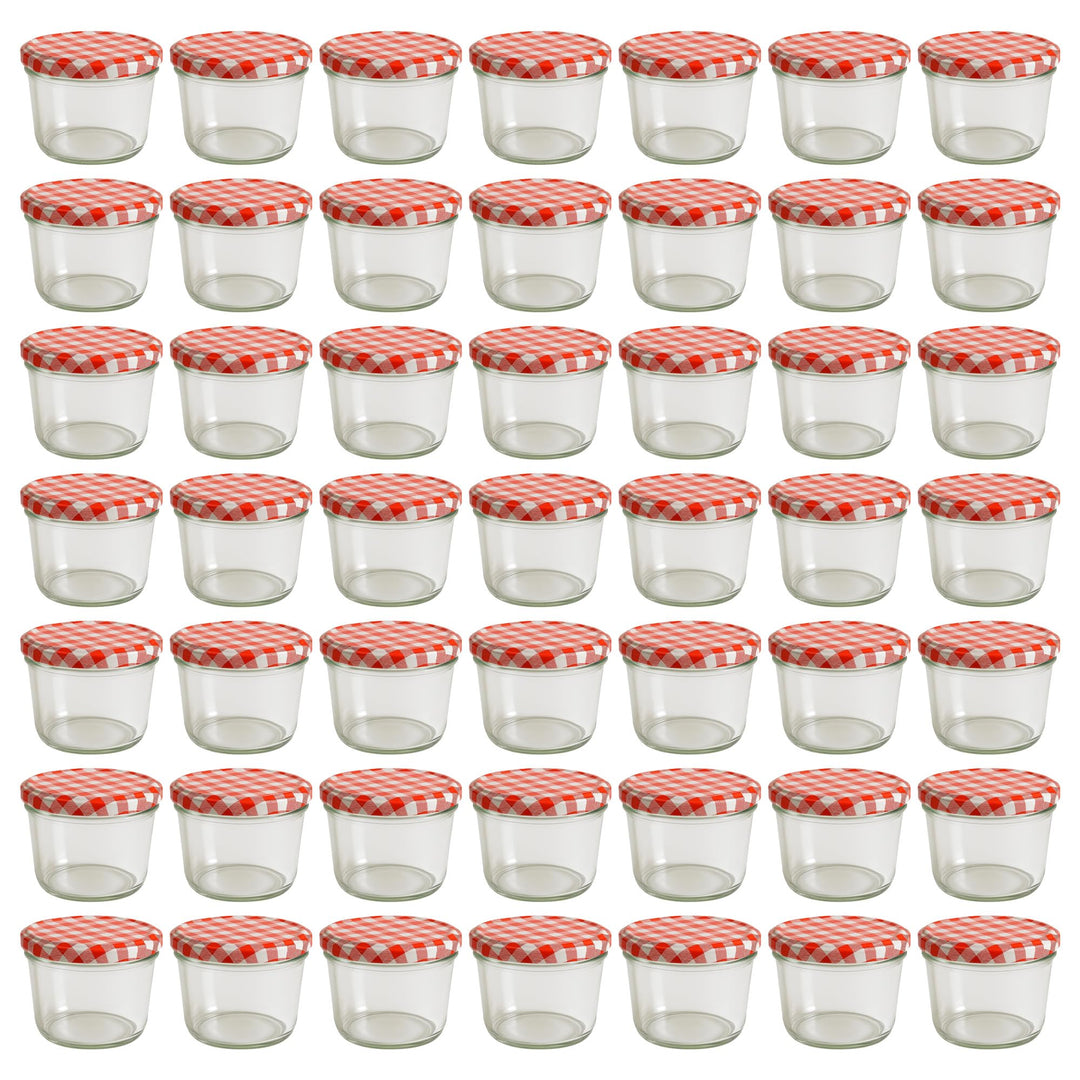 Vitrea 50x Marmeladengläser 230 ml - mit Deckel Rot Kariert TO 82 - Einmachgläser zum befüllen mit S