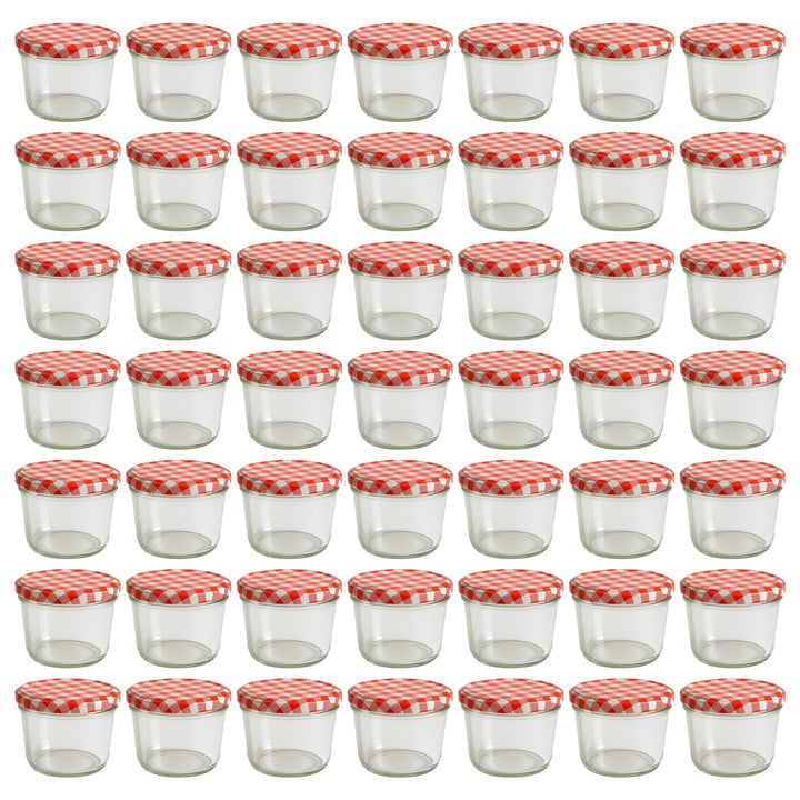 Vitrea 50x Marmeladengläser 230 ml - mit Deckel Rot Kariert TO 82 - Einmachgläser zum befüllen mit S