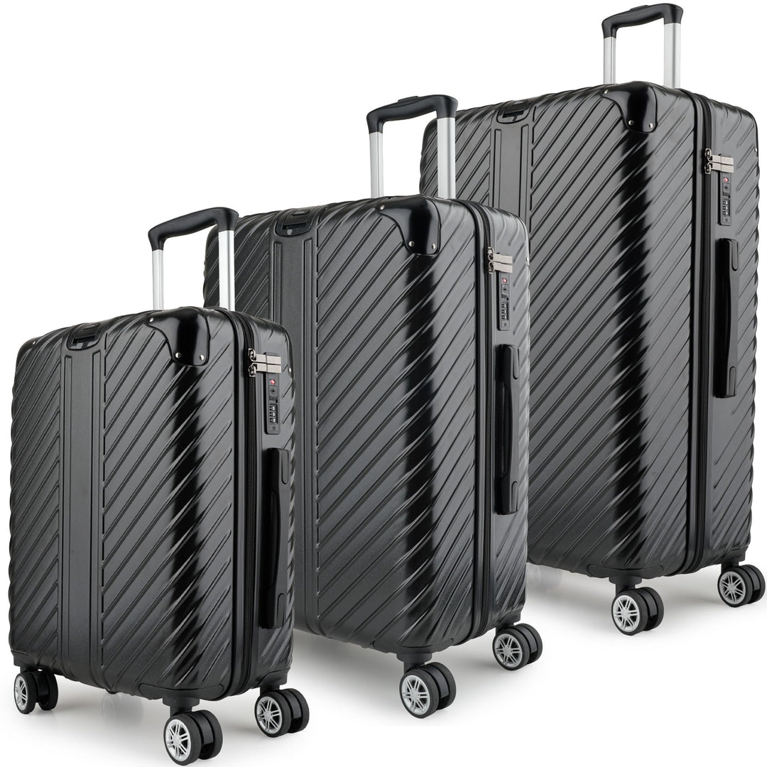 3-Set Gesamtvolumen 240L, Reisekoffer mit Rollen - Extrem Stabiler Trolley Koffer mit Laptoptaschen-