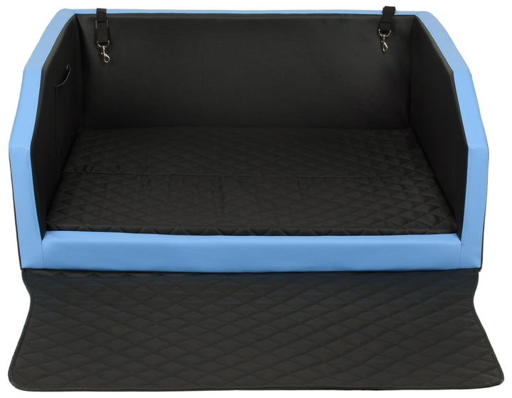 Autohundebett Reisebett Hundebett für Kofferraum Transportsystem 100x70cm (Farbe: schwarz, blau), sc