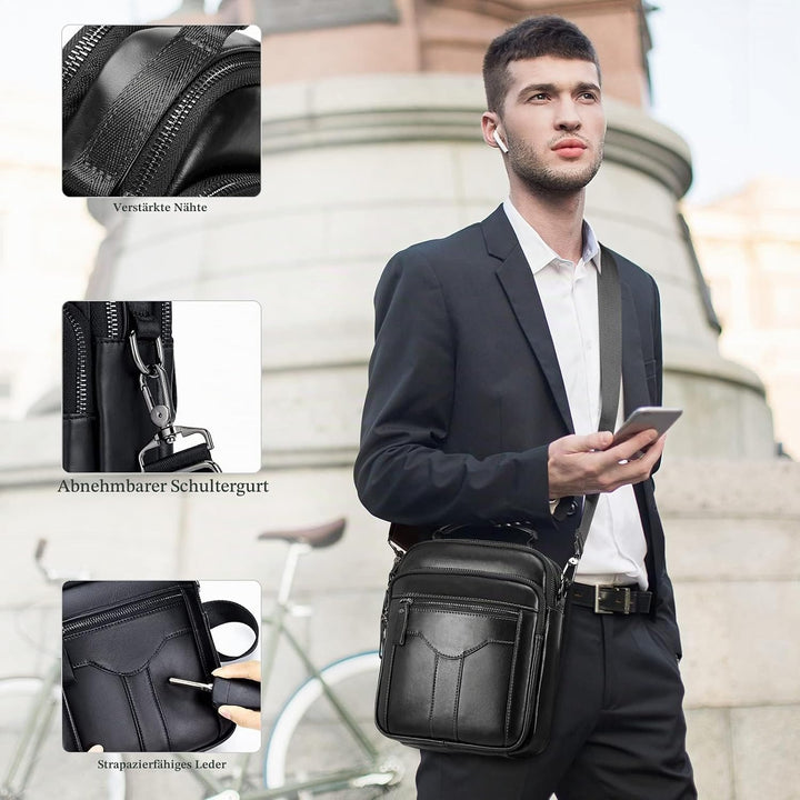 BAIGIO Umhängetasche Leder Herren Schultertasche Herrentasche Herrenhandtasche Vintage für Arbeit Re