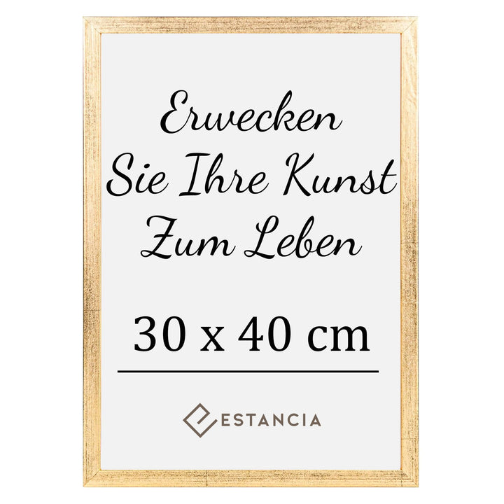 Estancia Bilderrahmen 30x40 cm Gold | Goldener Bilderrahmen mit Bruchsicherem Plexi-Glas | Moderner