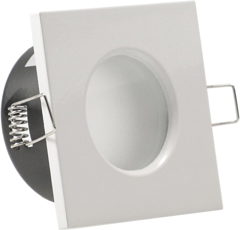 trendlights24 Aqua Base IP65 Bad LED Einbaustrahler 230V Weiss eckig 3 Stufen dimmbar ultra flach 50