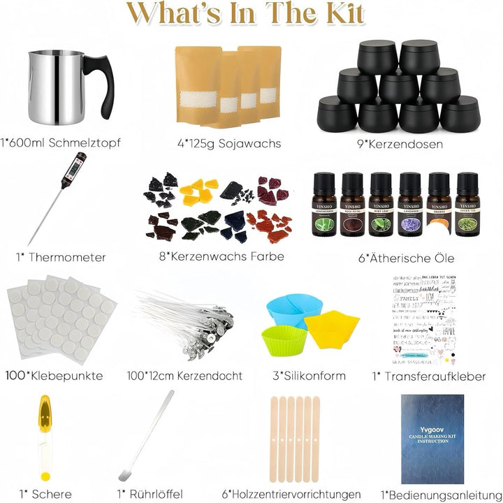 Yvgoov Kerzen selber Machen Set Kerzen Giessen Set Kerzenherstellung Set Candle Making Kit Sojawachs