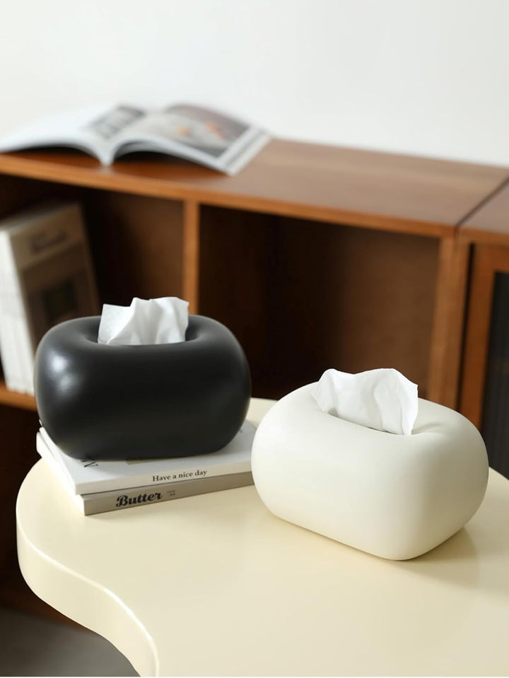Keramik Kosmetiktücherbox Beige, dekorativer Taschentuchspender für Wohnzimmer, Badezimmer und Flur,