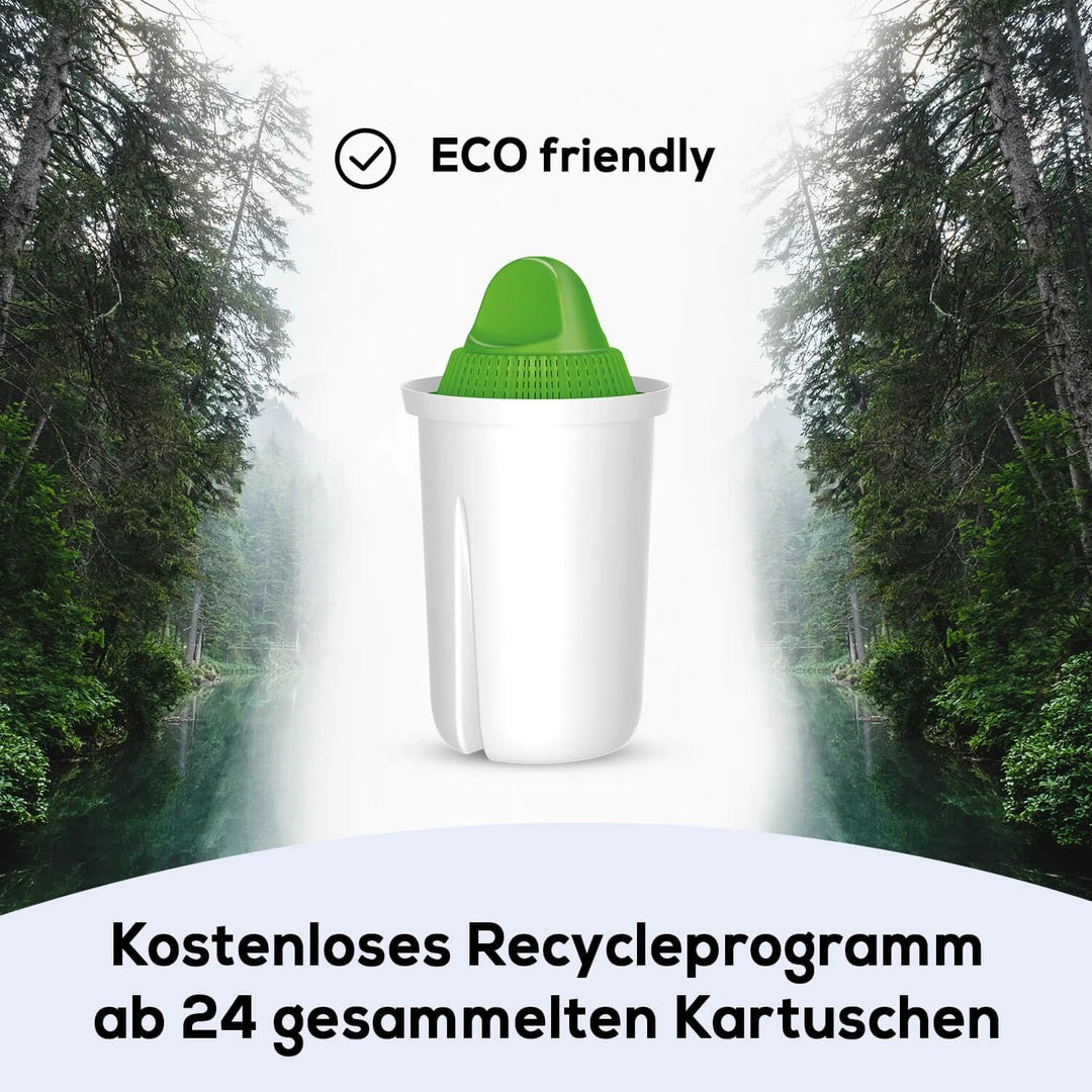 PearlCo 2L Glas Wasserfilter Krug mit 3 alkalischen Filterkartuschen - basisches Wasser durch 5 Stuf