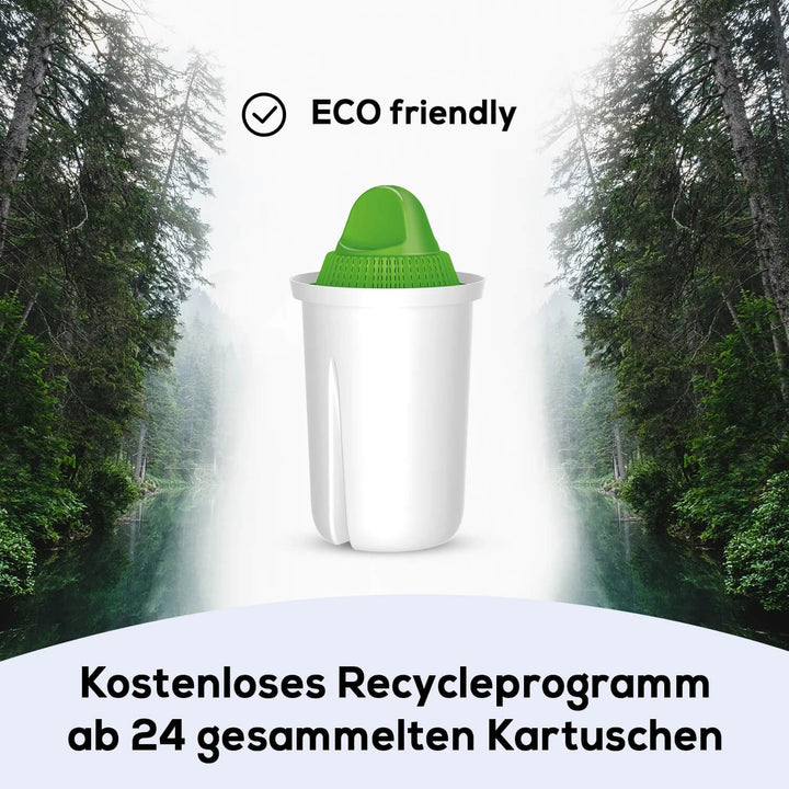 PearlCo 2L Glas Wasserfilter Krug mit 3 alkalischen Filterkartuschen - basisches Wasser durch 5 Stuf