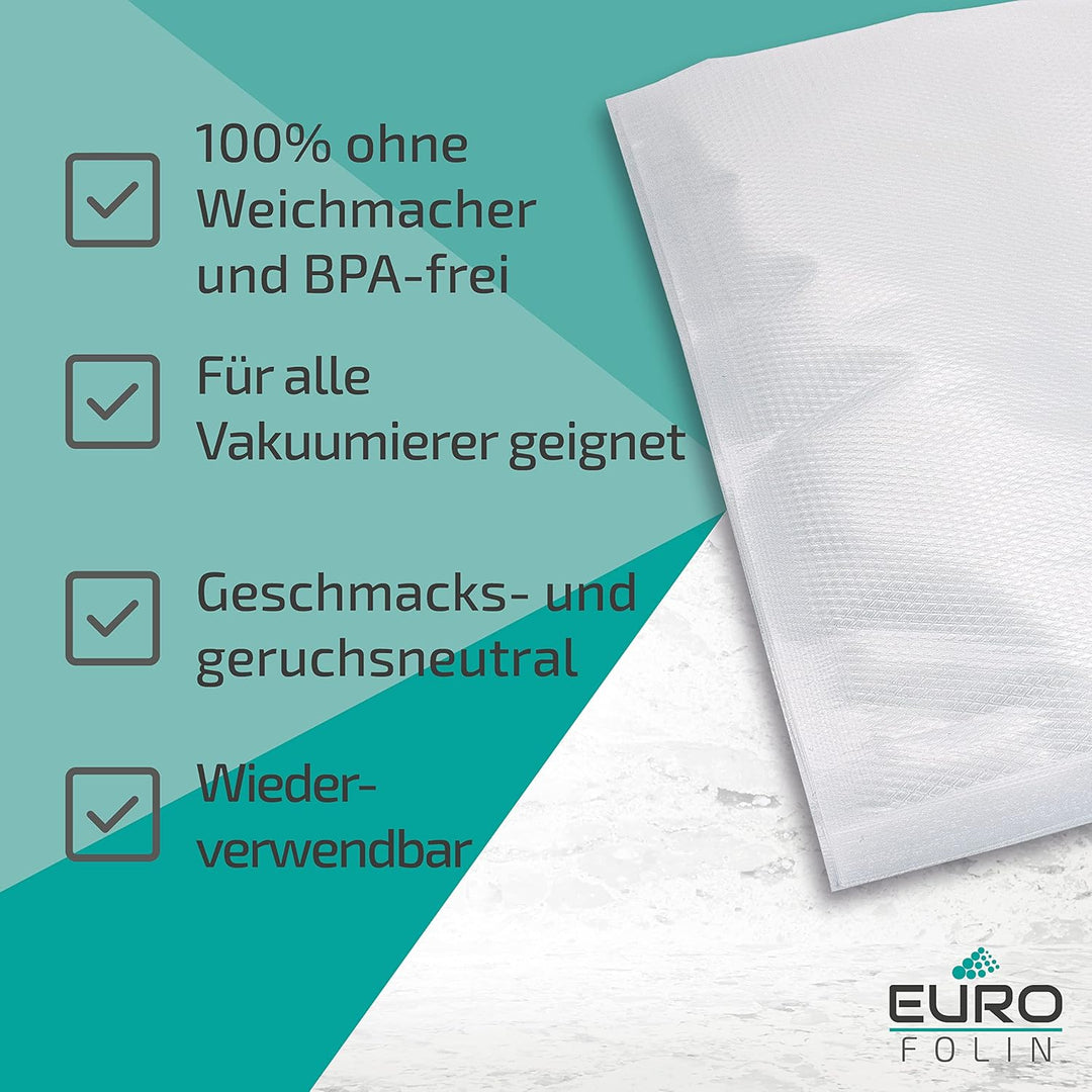 eurofolin Vakuumbeutel strukturiert für Lebensmittel 30 x 40 cm 100 Stück transparent | für alle Vak