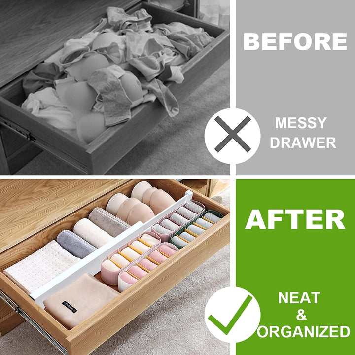 ANTOWIN Schubladentrenner Verstellbar Bambus (43-56 cm), Schubladen Organizer, Gefedert, Küche, Komm