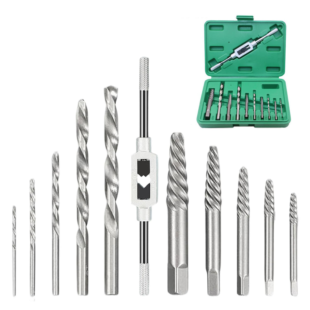 11 PCS Schraubenausdreher Set, Linksausdreher Set mit 5 Ausdrehern + 5 Bohrern + 1 Schraubenschlüsse
