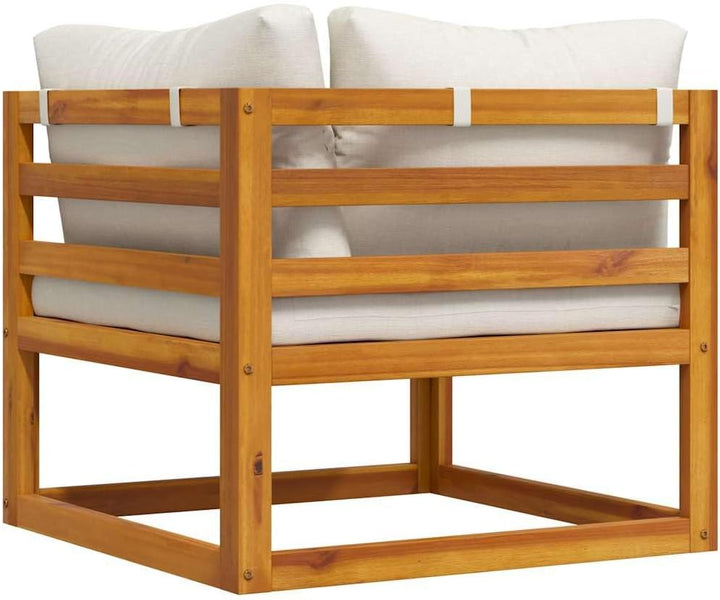 vidaXL Akazienholz Massiv Modular Ecksofa mit Cremeweissen Kissen Sofa Lounge Gartensofa Sessel Gart