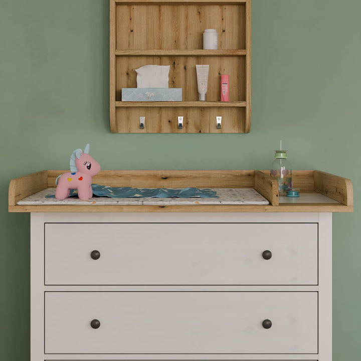 Wickeltischaufsatz mit Teilung für IKEA HEMNES, Wickelkommoden Aufsatz mit Trennfach, 50 cm Tiefe, a