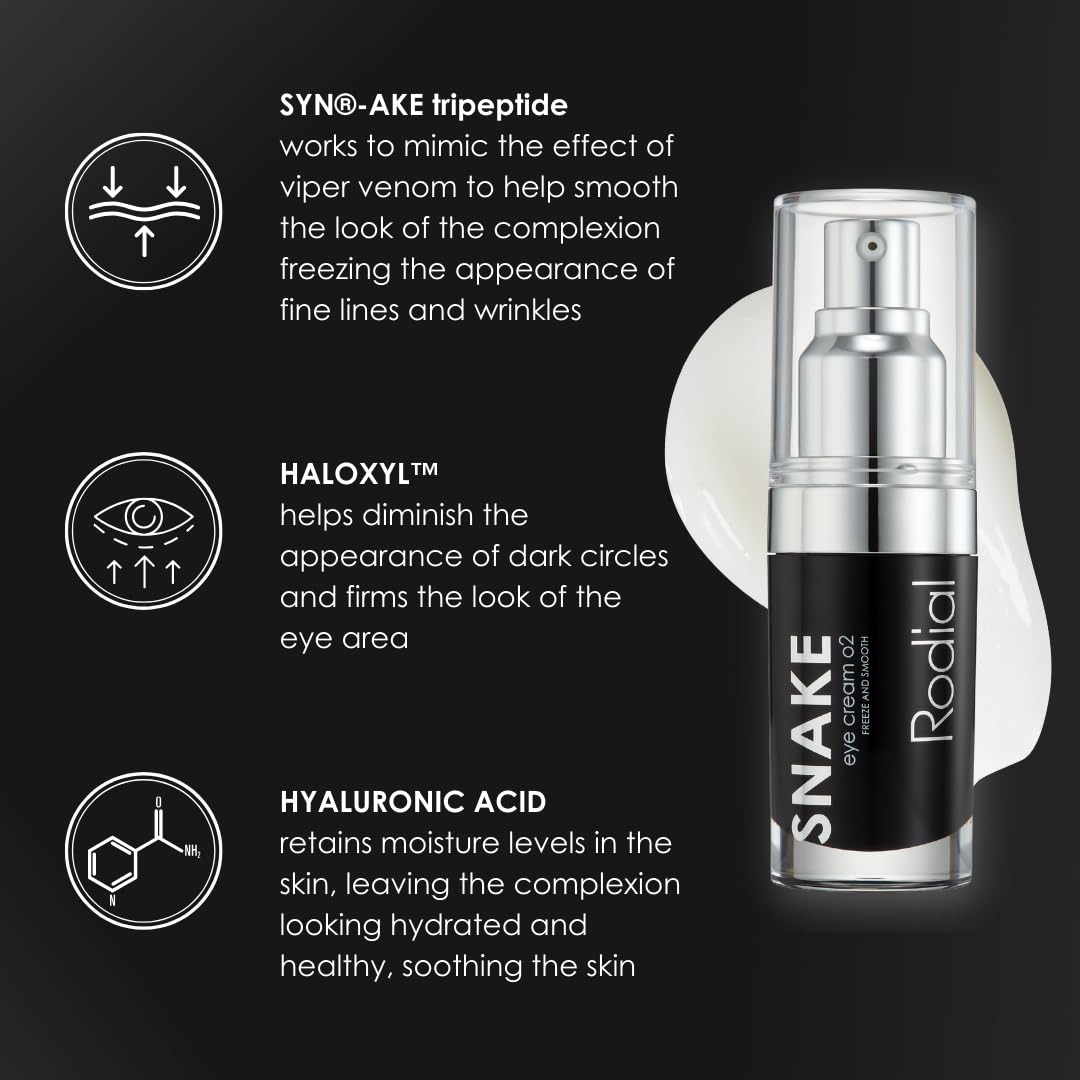 Rodial Snake Eye Cream 02 15ml | Straffende Augencreme für Falten und feine Linien | Leichte und sam