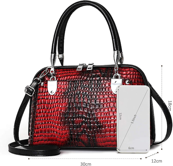 NICOLE &amp; DORIS Retro Handtasche für Frauen Schultertaschen Klassische Krokodil Umhängetasche PU Lede