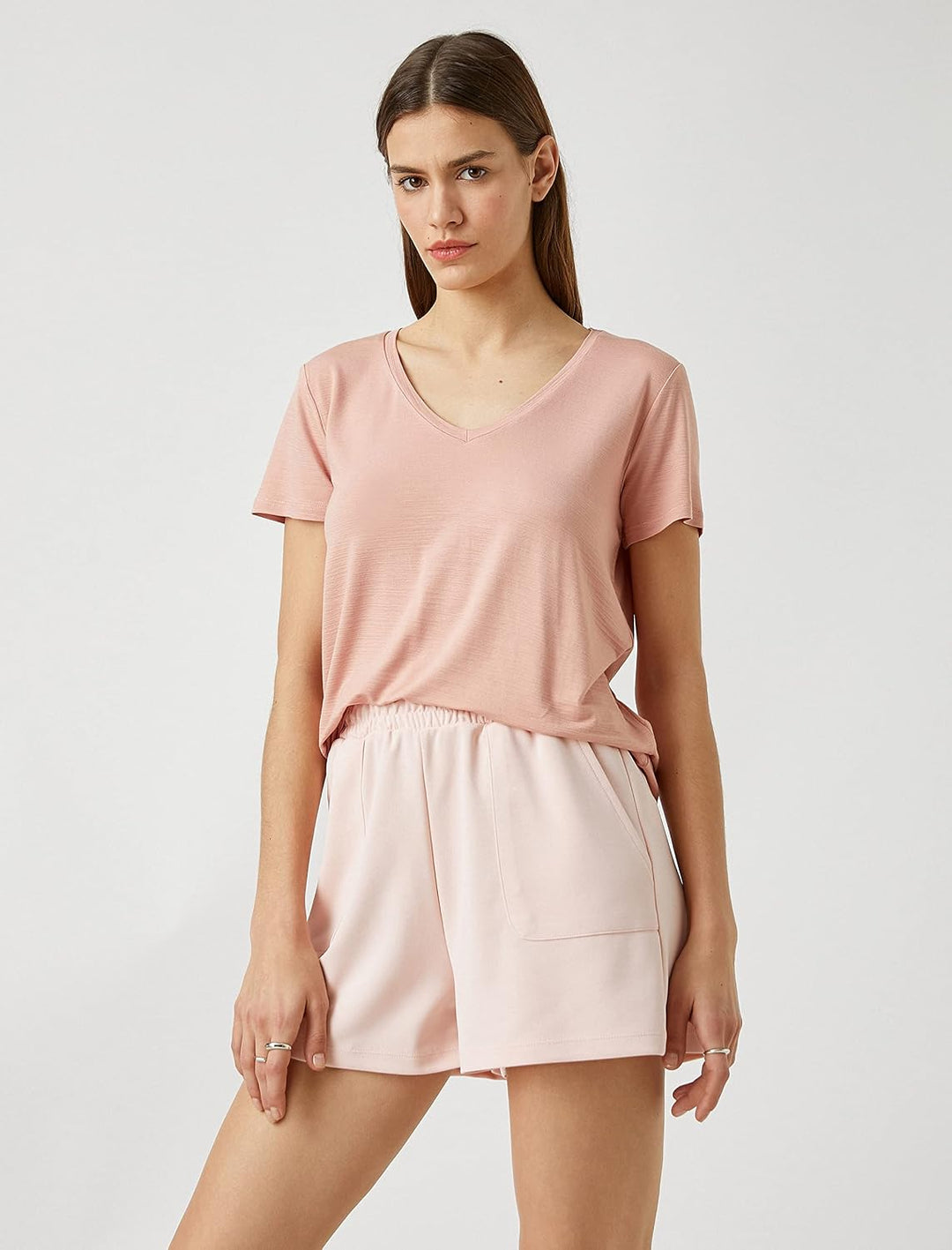 Koton Damen Elastic Waist Pocket Shorts L Pink (250), L Pink (250)