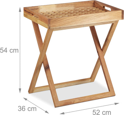 Relaxdays Tabletttisch klappbar, Serviertisch Walnuss-Holz, Klapptisch klein, Serviertablett, HxBxT: