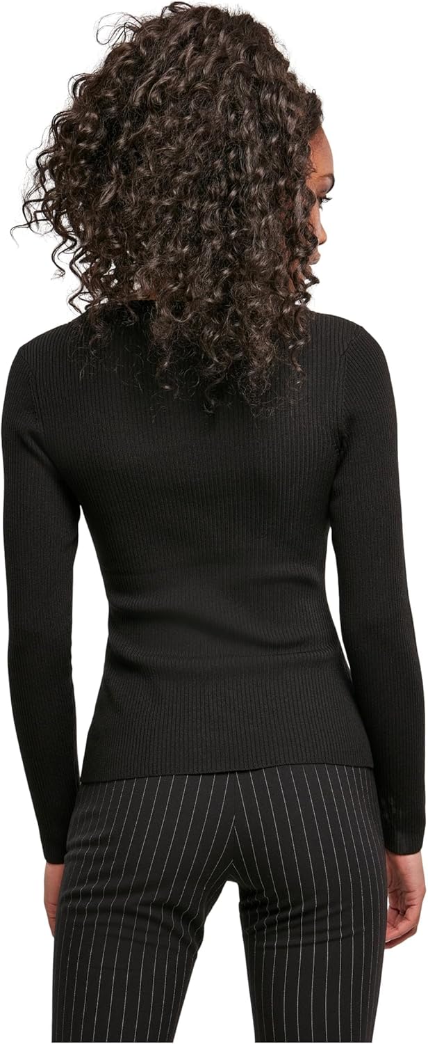 Urban Classics Ladies Wide Neckline Sweater Frauen Sweatshirt schwarz Basics, Streetwear XS Schwarz,