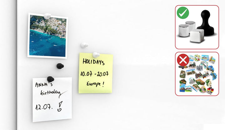 ALLboards Glasboard Magnetisch Perlweiss 90x60cm, Rahmenlos, Glastafel, Magnettafel, Gehärtetes Glas