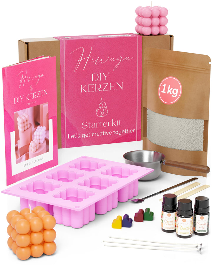 Hiwaga DIY Kerzen selber machen Set für Erwachsene, Starterkit für kreative Kerzenherstellung, Kerze