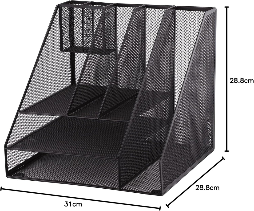 D.RECT Schreibtisch-Organizer,Schwarz Tisch-Organizer, Multi Funktions -Organizer, Stiftehalter, Met