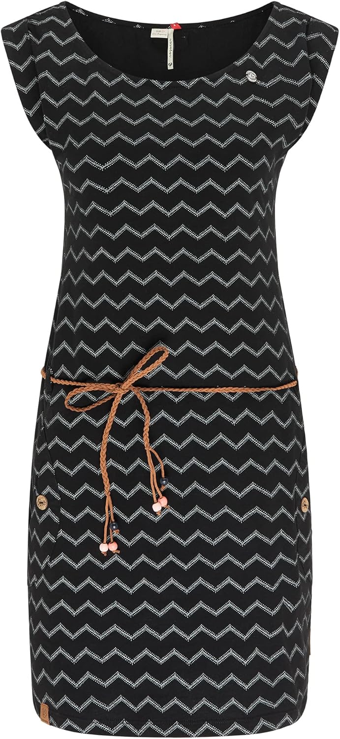 Ragwear Kleid Damen Tag Chevron 2111-20016 Wollweiss 7008 Off White L Schwarz, L Schwarz