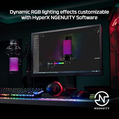 HyperX QuadCast S, RGB USB-Kondensatormikrofon für PC, PS5, Mac, Stossgeschützte Halterung, 4 Richtc